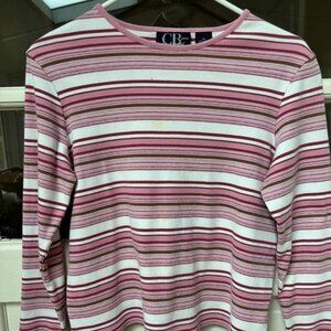 c.b casual Petite Pink, Red White & Brown Striped Sweater PM